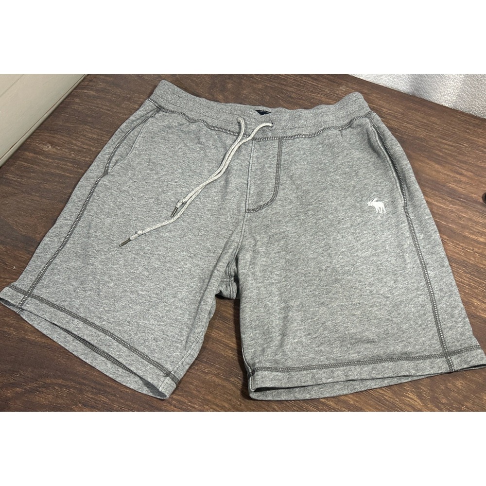 Abercrombie & Fitch Men's Sweat Shorts Small Gray Logo Drawstring